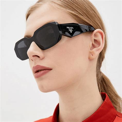 Prada Women's Rectangle Sunglasses Shades PR 17WS Black 